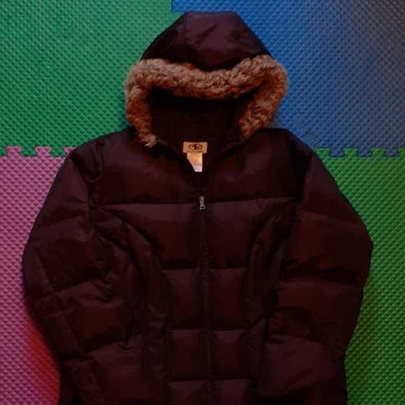 Down feather puffer jacket with faux fur hood, 2X, Never used - Picture 1 of 3